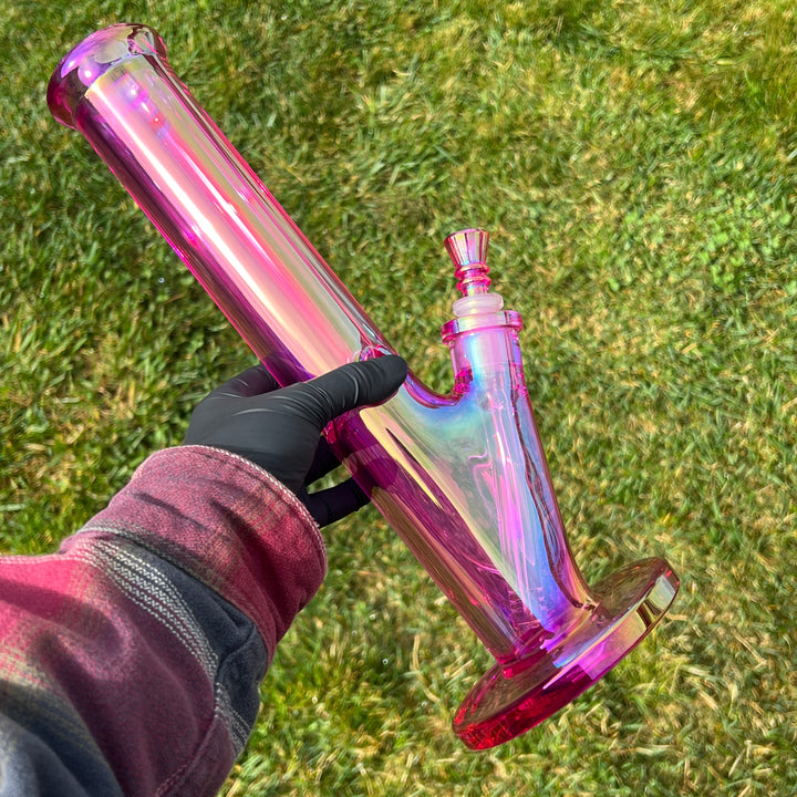 14" Translucent Straight Tube Bong - Pink Glass Pipe TG   