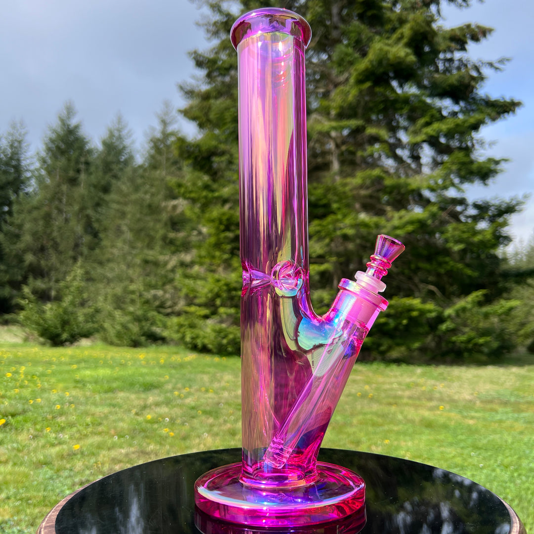 14" Translucent Straight Tube Bong - Pink Glass Pipe TG   