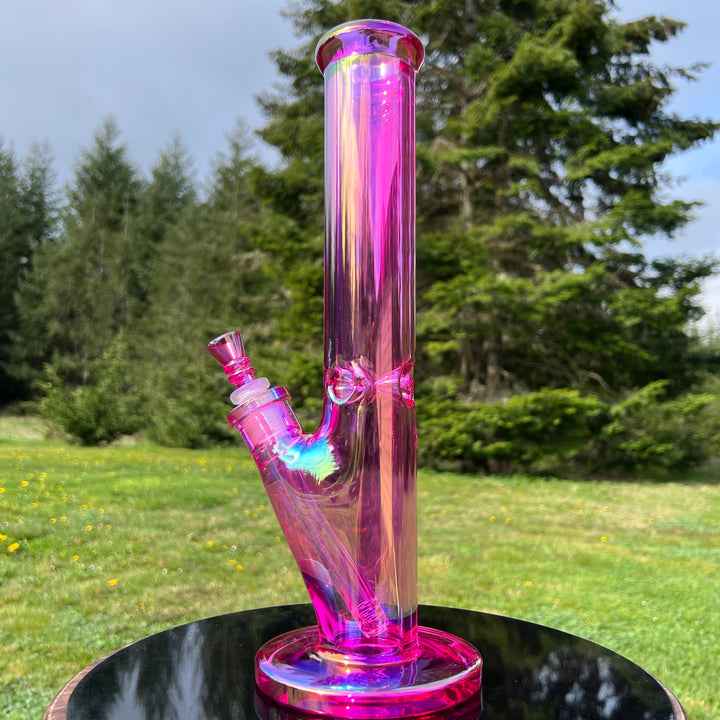 14" Translucent Straight Tube Bong - Pink Glass Pipe TG   