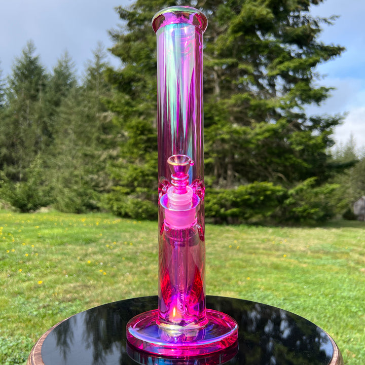 14" Translucent Straight Tube Bong - Pink Glass Pipe TG   