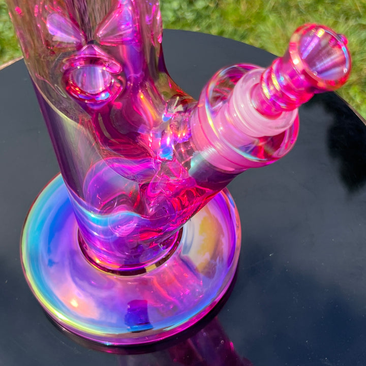 14" Translucent Straight Tube Bong - Pink Glass Pipe TG   