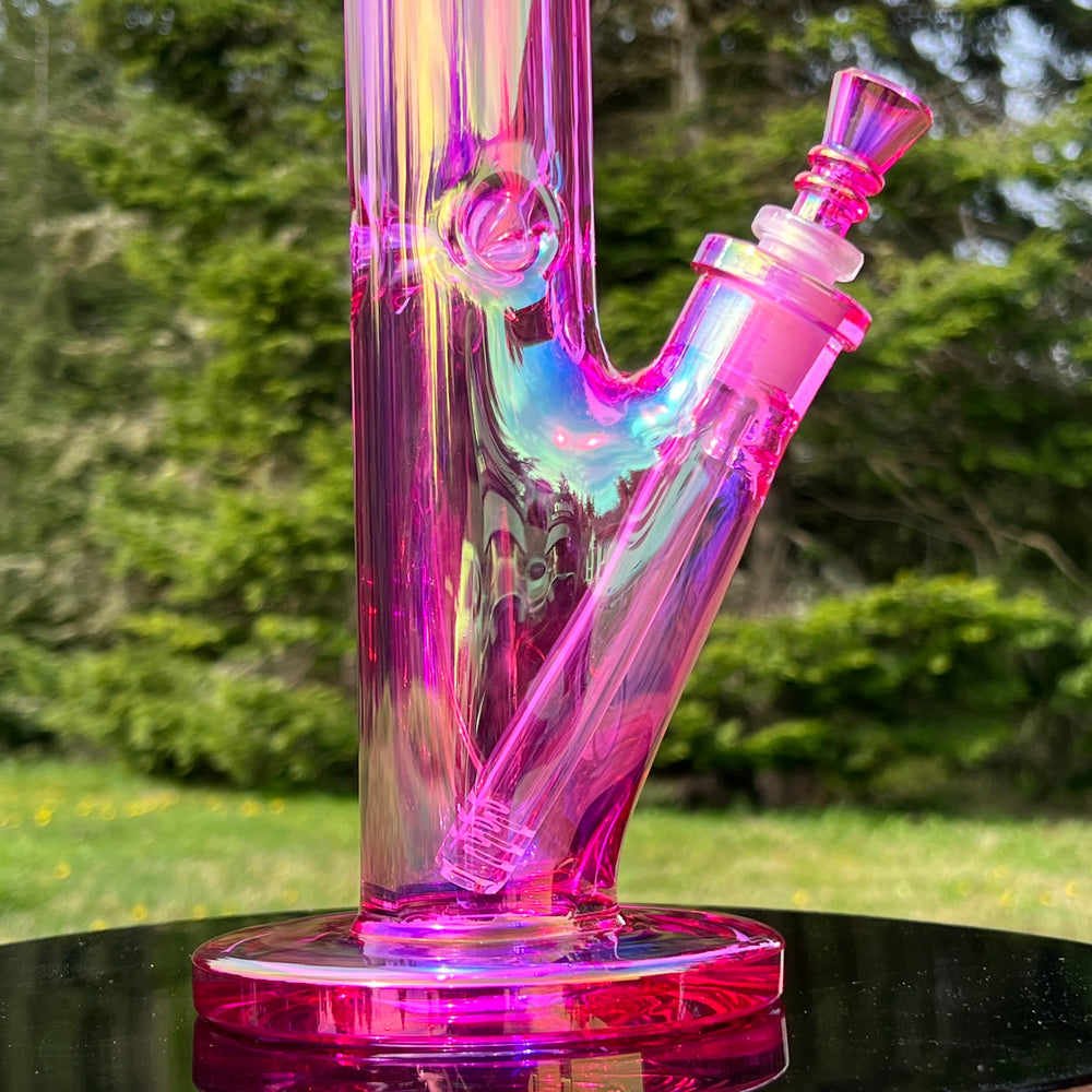 14" Translucent Straight Tube Bong - Pink Glass Pipe TG   