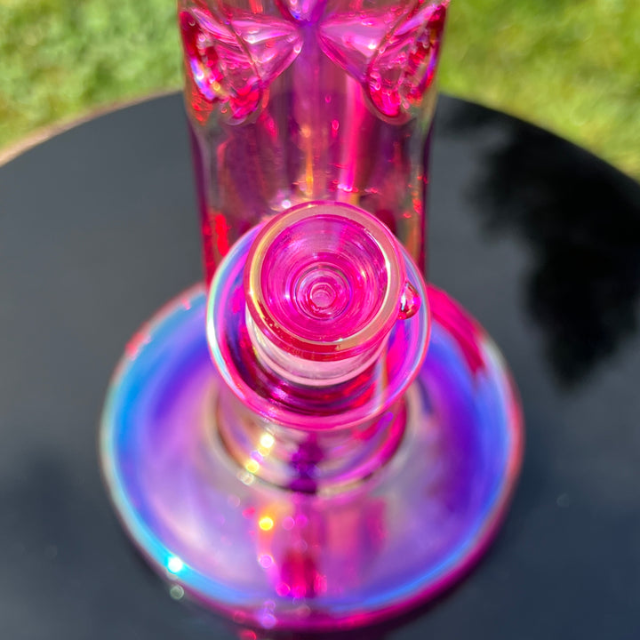 14" Translucent Straight Tube Bong - Pink Glass Pipe TG   