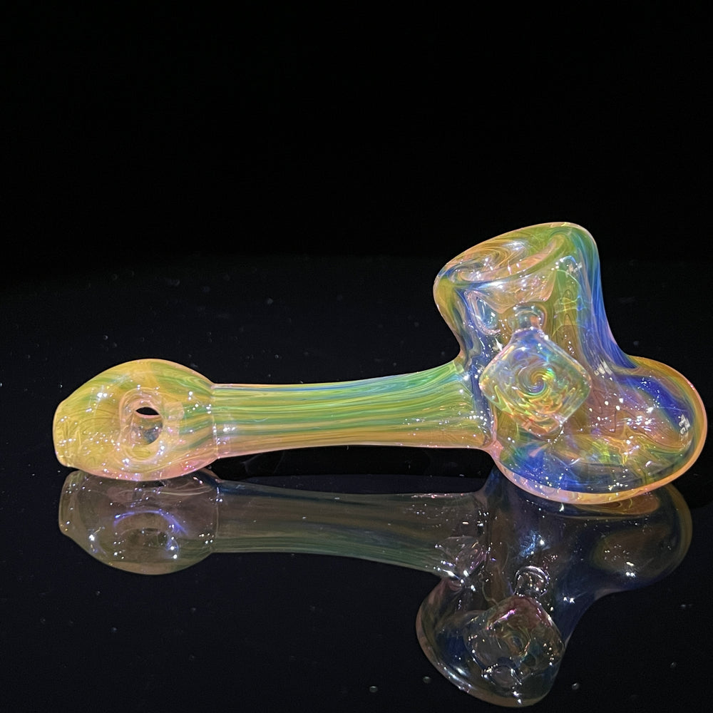 Worked Wrap N Rake Fumed Hammer with Tile Glass Pipe KRA Glass   