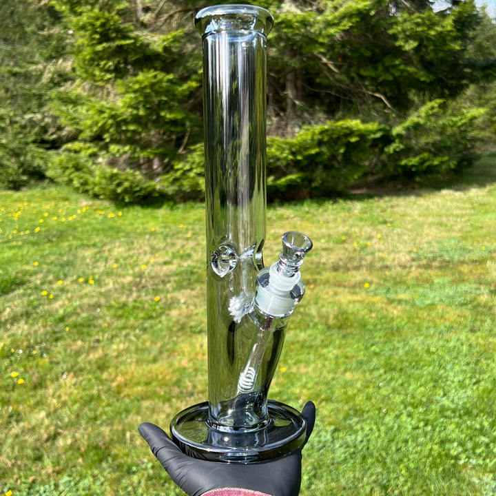 14" Translucent Straight Tube Bong - Grey Glass Pipe TG   
