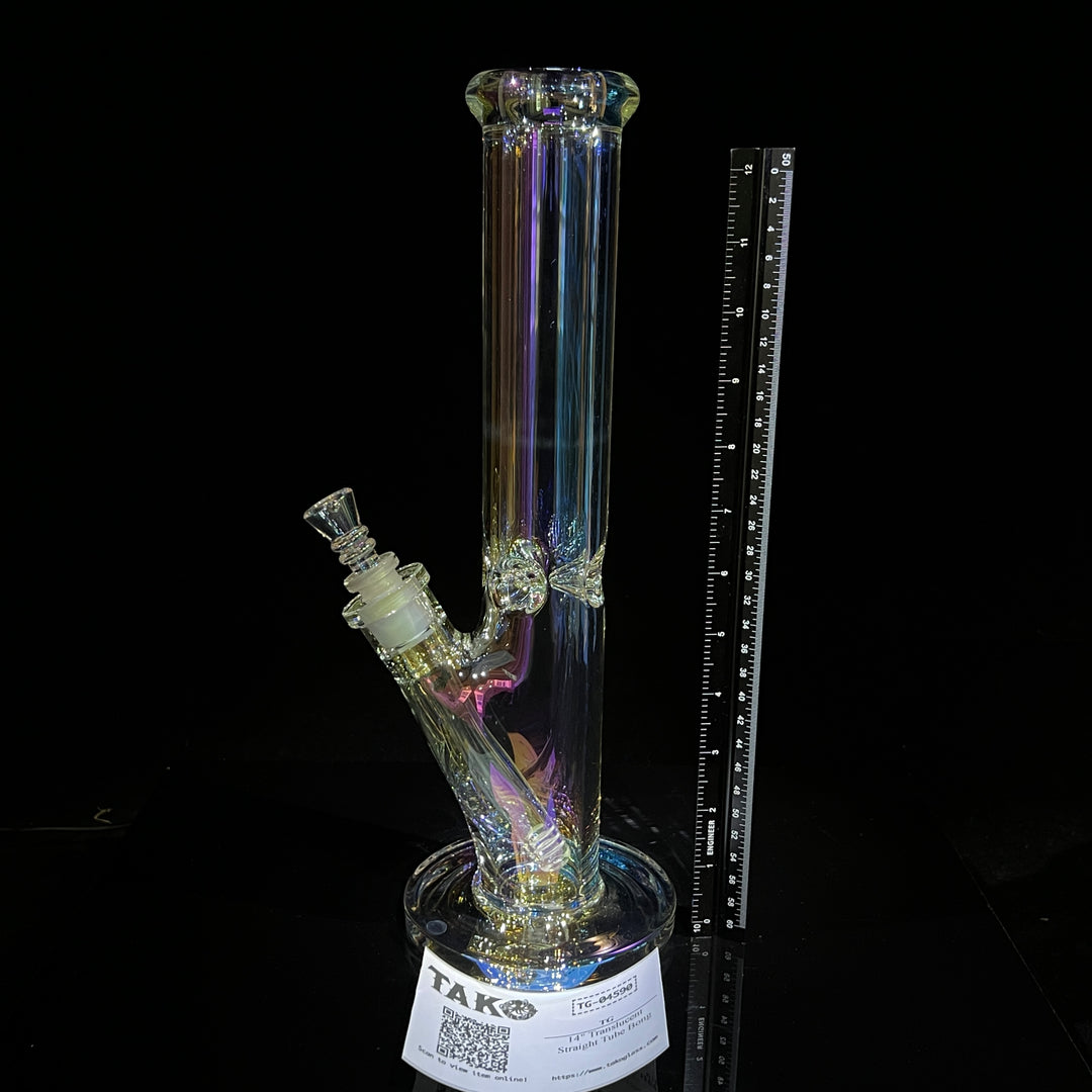 14" Translucent Straight Tube Bong Glass Pipe TG   