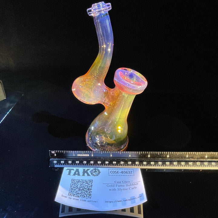 Gold Fume Bubbler with Slyme Carb Glass Pipe Cose Glass   