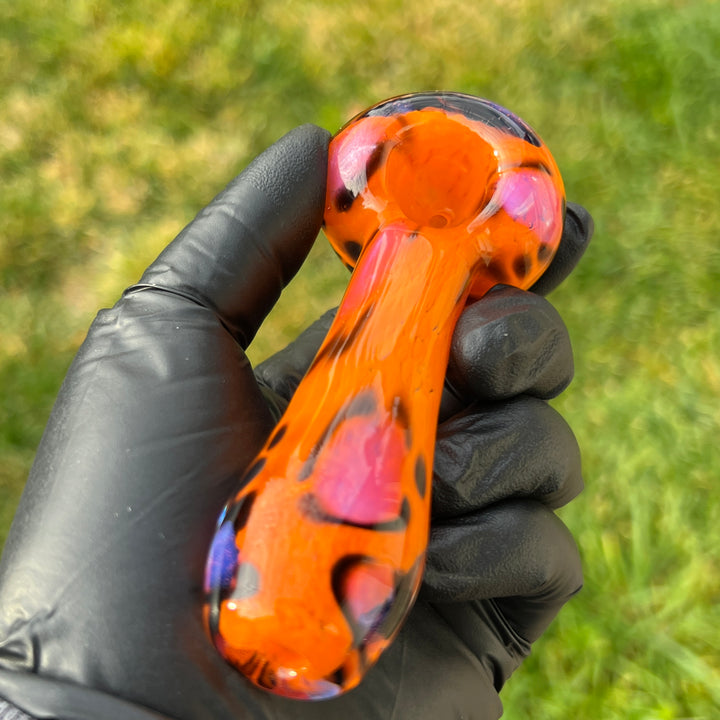 Orange Leopard Pipe Glass Pipe Beezy Glass   