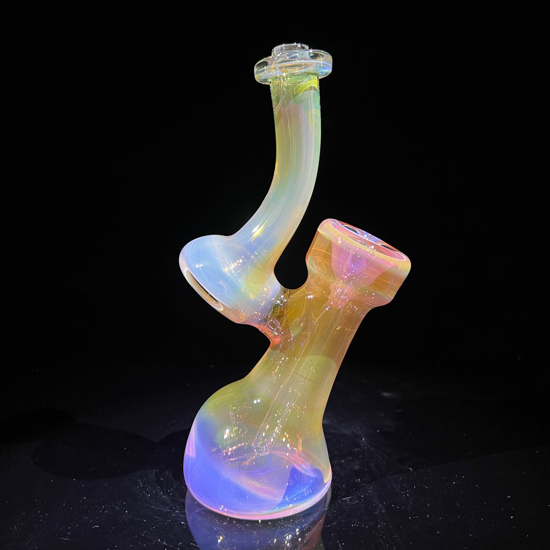 Gold Fume Bubbler with White Carb Glass Pipe Cose Glass   