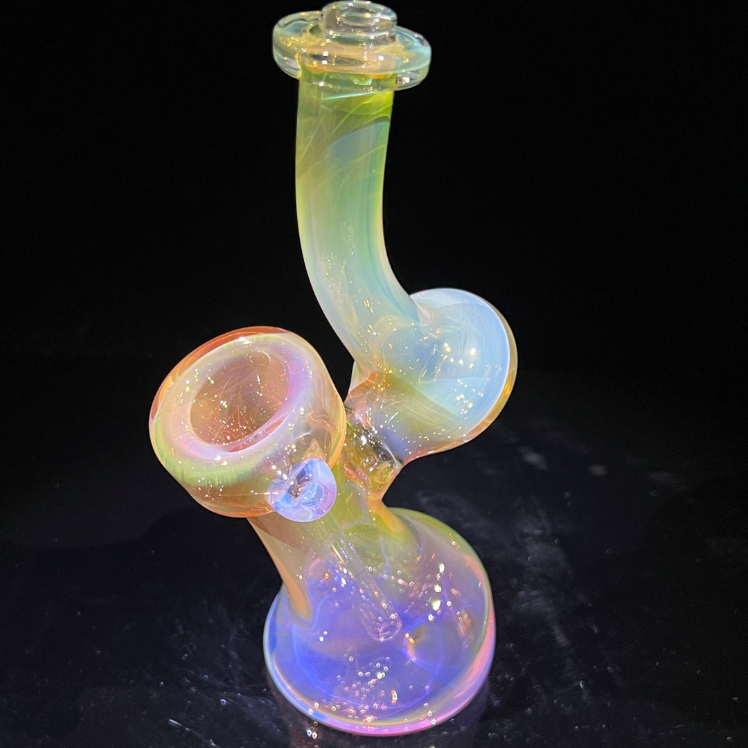 Gold Fume Bubbler with White Carb Glass Pipe Cose Glass   