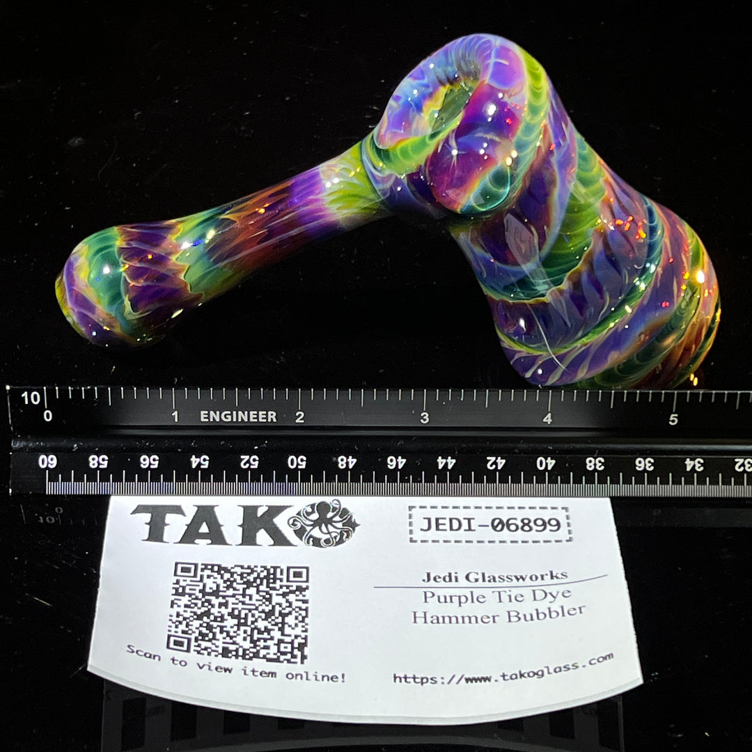 Purple Tie Dye Hammer Bubbler Glass Pipe Jedi Glassworks   