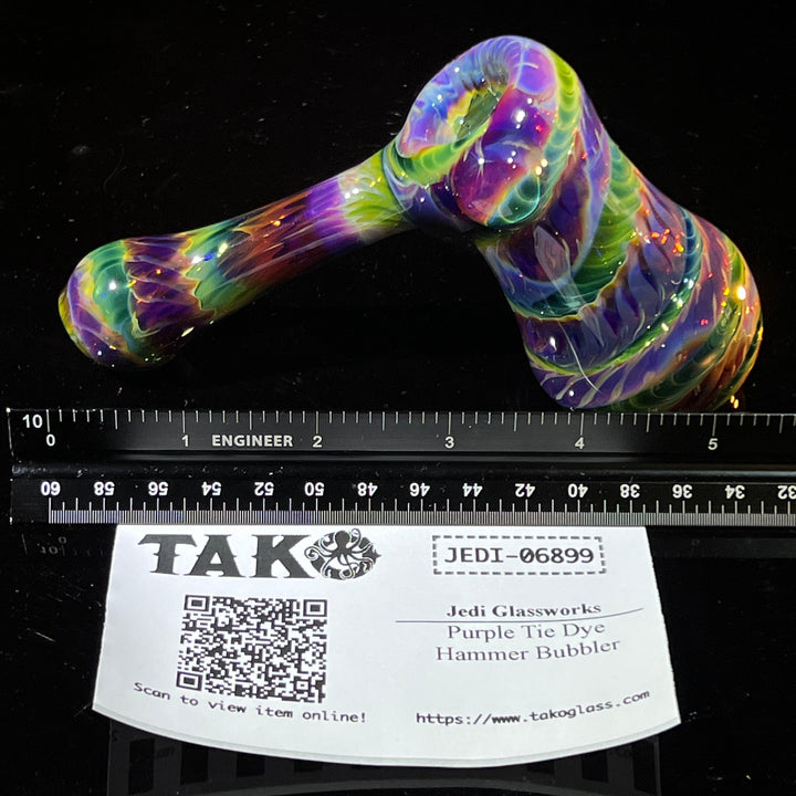 Purple Tie Dye Hammer Bubbler Glass Pipe Jedi Glassworks   