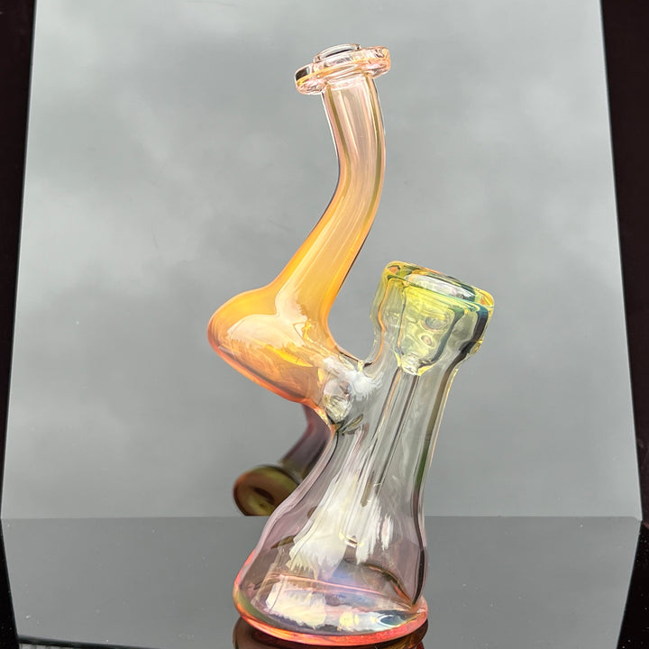 Gold Fume Bubbler with Lavender Carb Glass Pipe Cose Glass   
