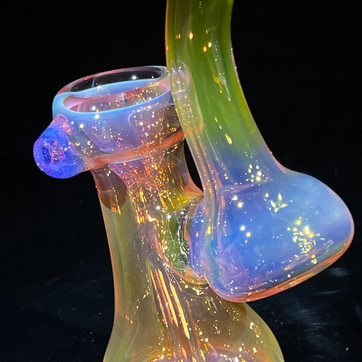 Gold Fume Bubbler with Lavender Carb Glass Pipe Cose Glass   