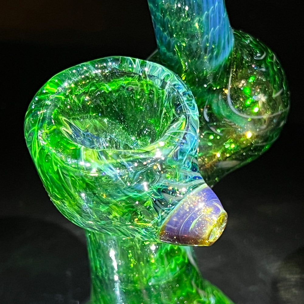 Forest Bubbler with Gold Carb Glass Pipe Cose Glass   