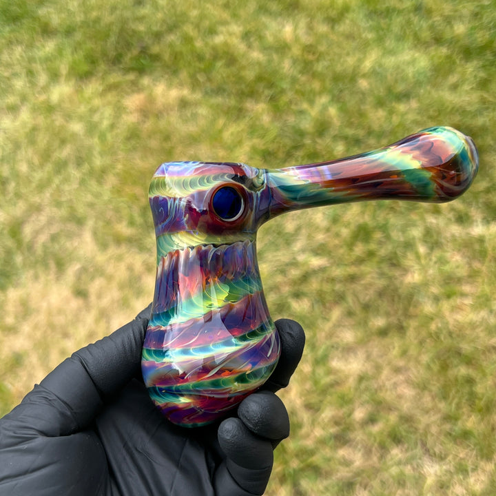 Purple Tie Dye Hammer Bubbler Glass Pipe Jedi Glassworks   