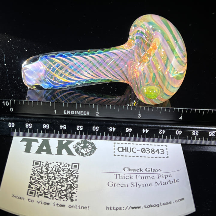 Thick Fume Pipe Green Slyme Marble Glass Pipe Chuck Glass   