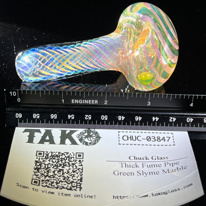 Thick Fume Pipe Green Slyme Marble Glass Pipe Chuck Glass   