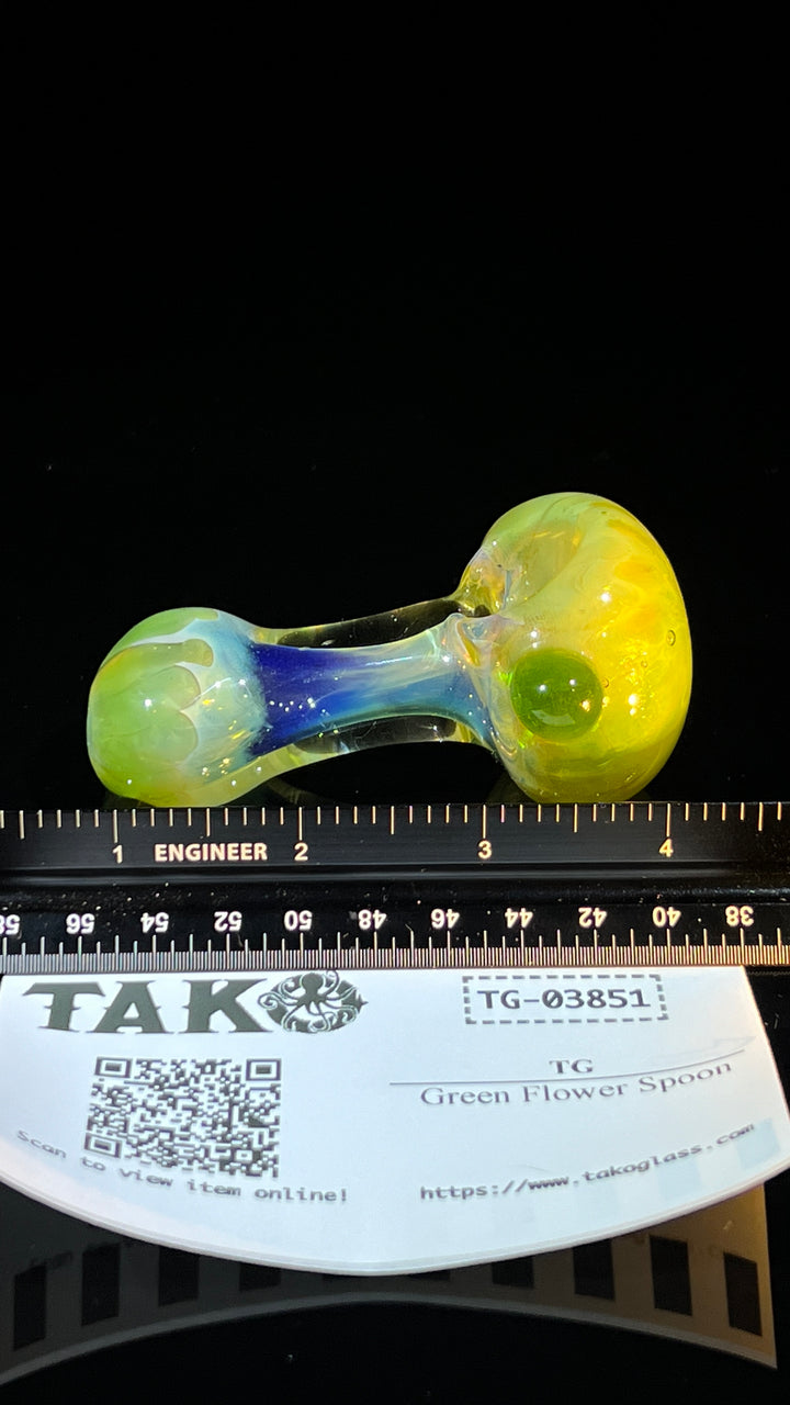 Green Flower Spoon Glass Pipe TG   