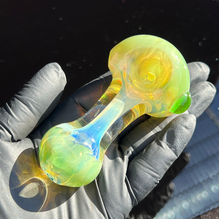 Green Flower Spoon Glass Pipe TG   