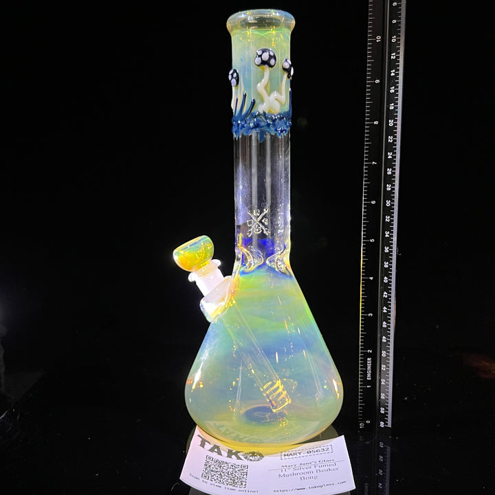 11" Silver Fumed Mushroom Beaker Bong Glass Pipe Mary Jane's Glass   