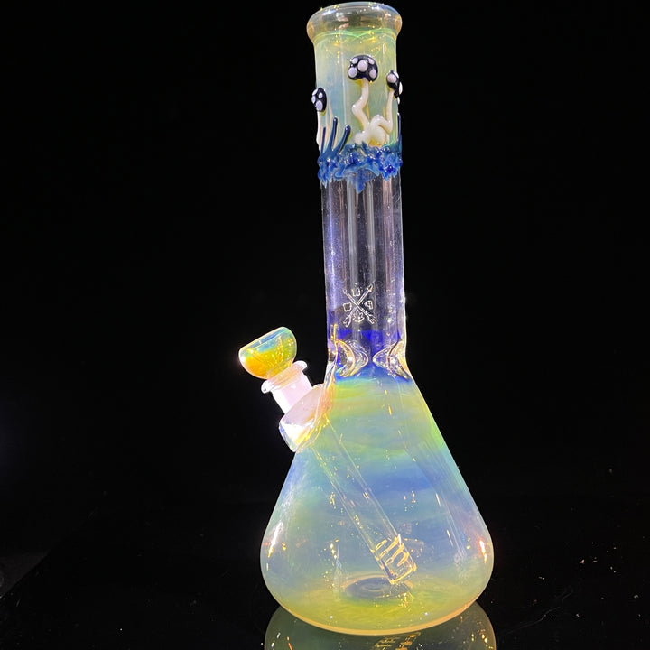 11" Silver Fumed Mushroom Beaker Bong Glass Pipe Mary Jane's Glass   