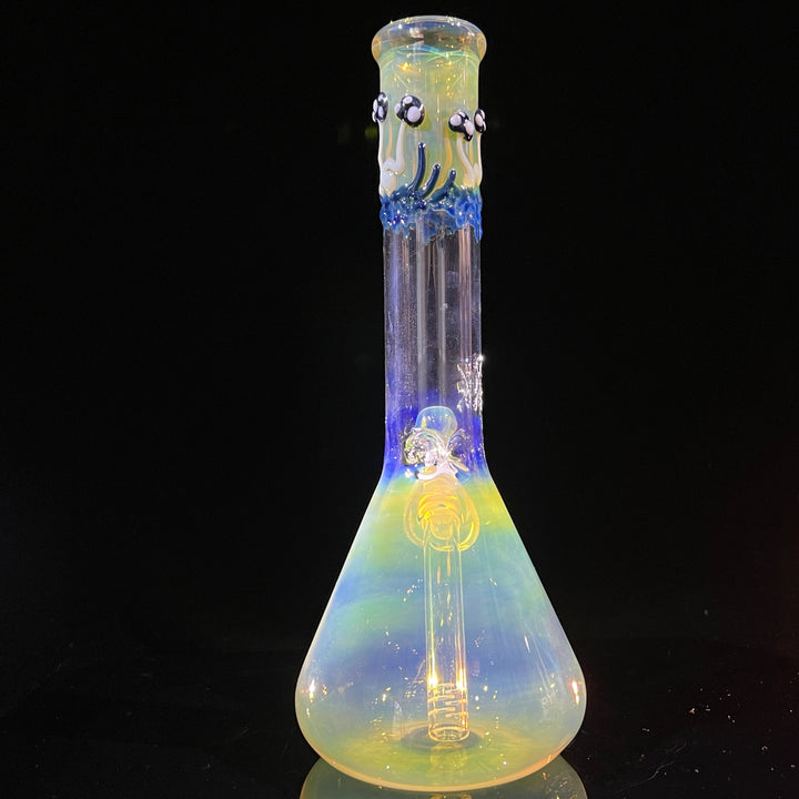 11" Silver Fumed Mushroom Beaker Bong Glass Pipe Mary Jane's Glass   
