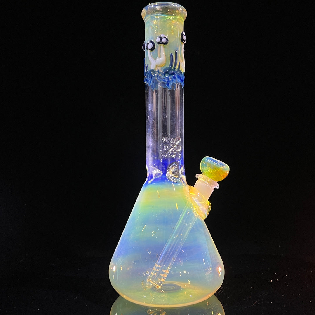 11" Silver Fumed Mushroom Beaker Bong Glass Pipe Mary Jane's Glass   