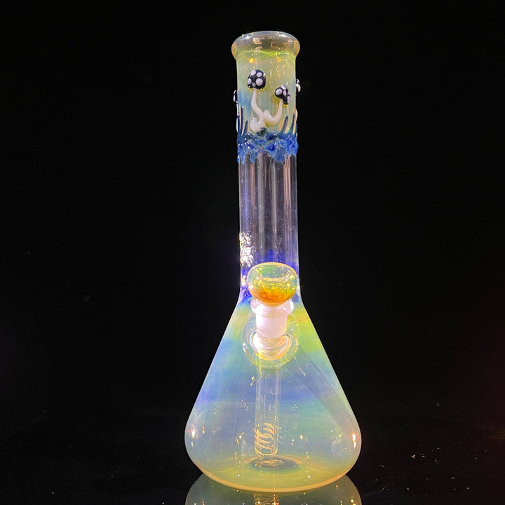 11" Silver Fumed Mushroom Beaker Bong Glass Pipe Mary Jane's Glass   