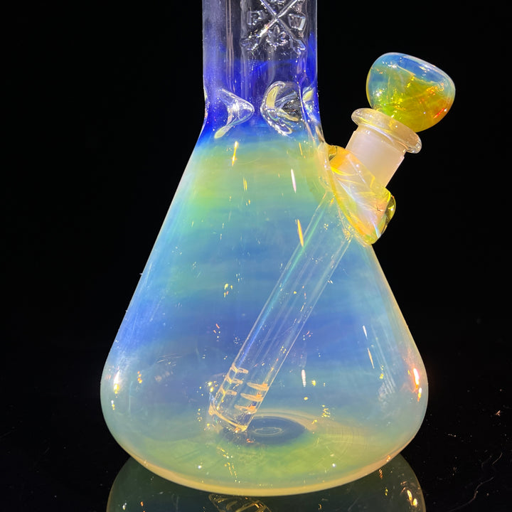 11" Silver Fumed Mushroom Beaker Bong Glass Pipe Mary Jane's Glass   
