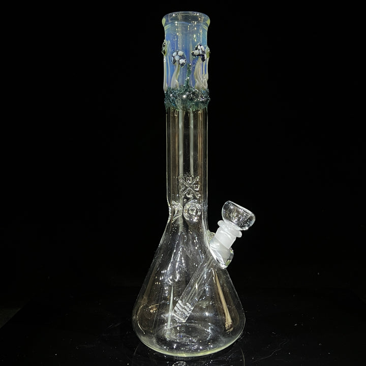 12" Silver Fumed Mushroom Beaker Bong Glass Pipe Mary Jane's Glass   