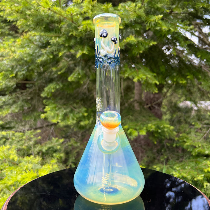 11" Silver Fumed Mushroom Beaker Bong Glass Pipe Mary Jane's Glass   