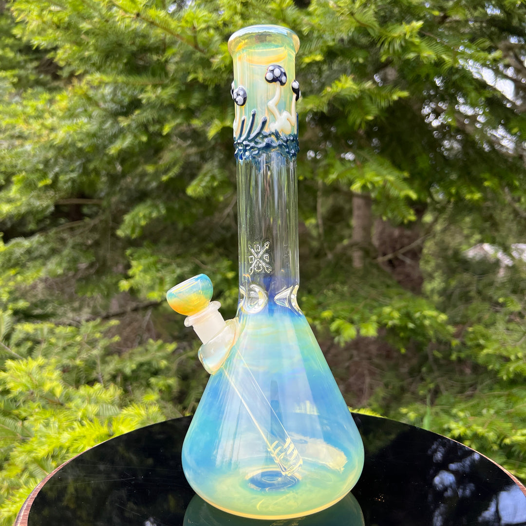 11" Silver Fumed Mushroom Beaker Bong Glass Pipe Mary Jane's Glass   