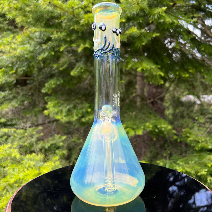 11" Silver Fumed Mushroom Beaker Bong Glass Pipe Mary Jane's Glass   