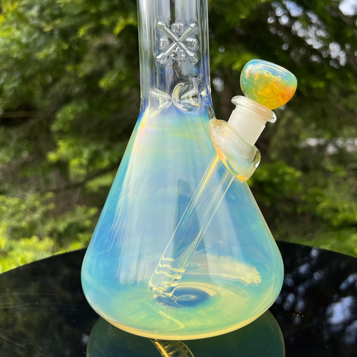 11" Silver Fumed Mushroom Beaker Bong Glass Pipe Mary Jane's Glass   