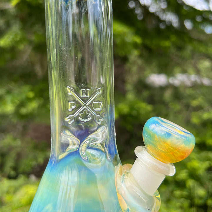 11" Silver Fumed Mushroom Beaker Bong Glass Pipe Mary Jane's Glass   