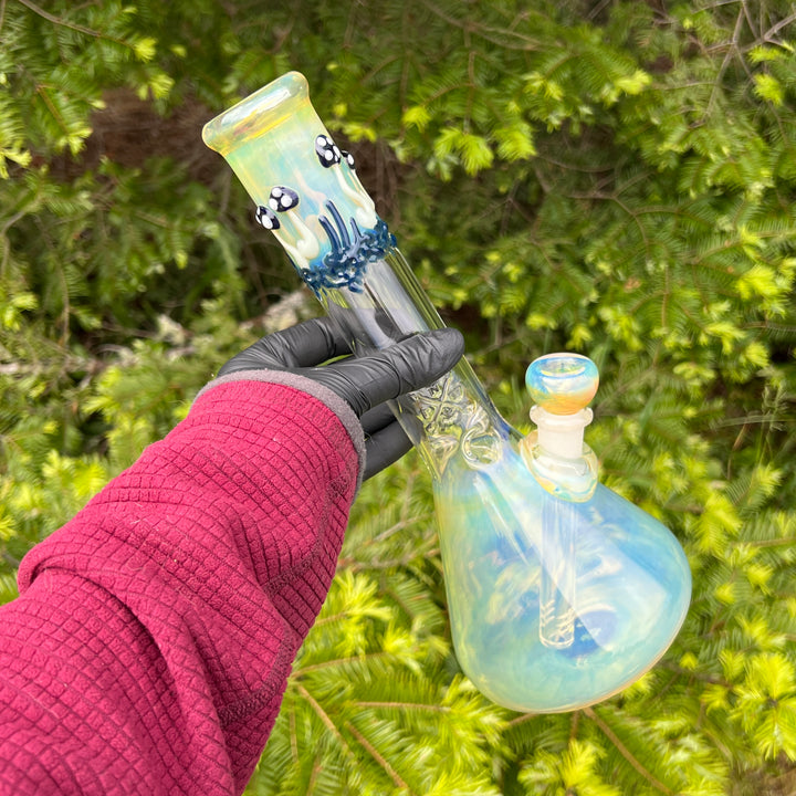 11" Silver Fumed Mushroom Beaker Bong Glass Pipe Mary Jane's Glass   
