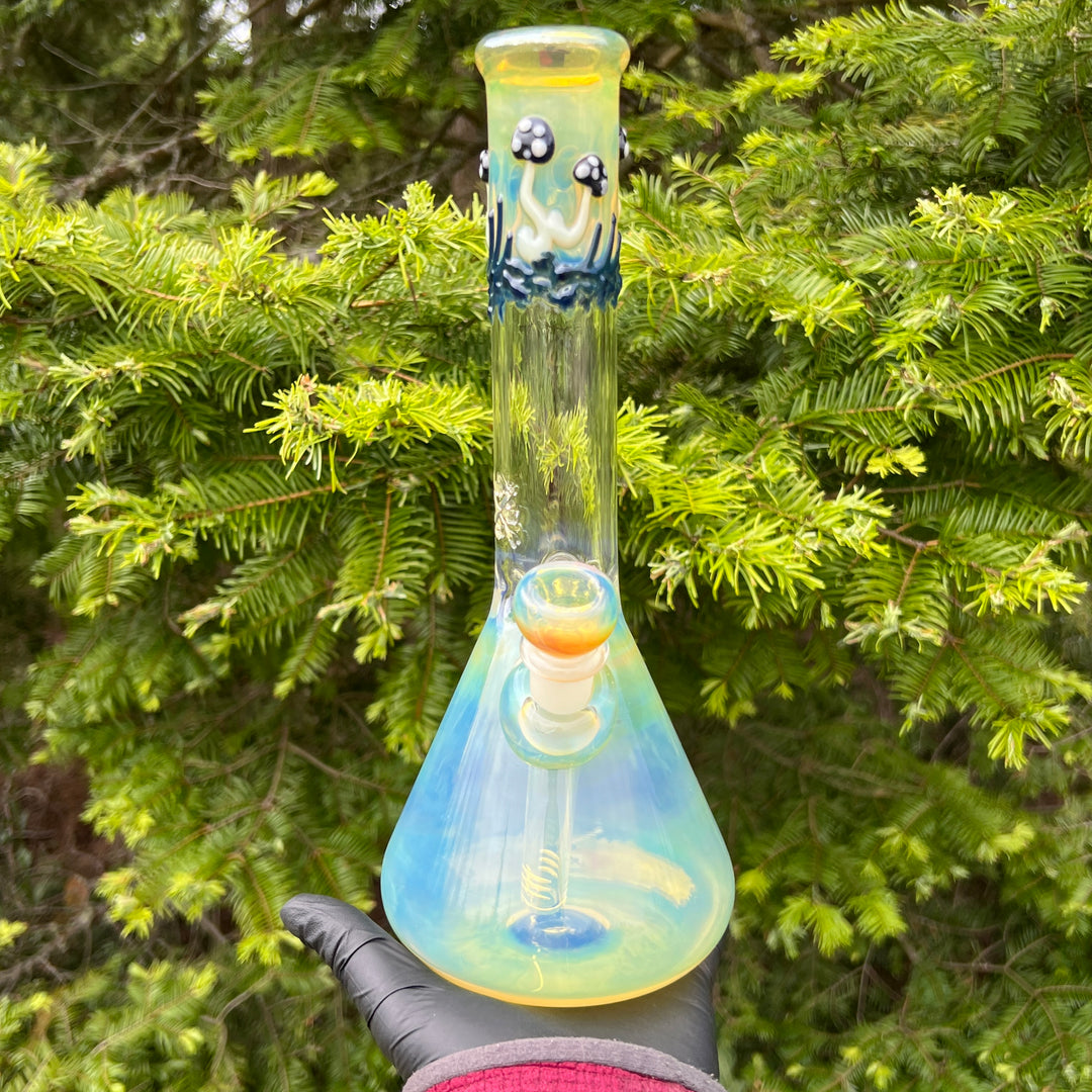 11" Silver Fumed Mushroom Beaker Bong Glass Pipe Mary Jane's Glass   