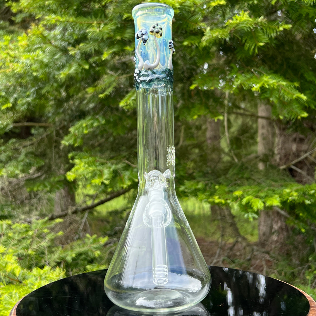 12" Silver Fumed Mushroom Beaker Bong Glass Pipe Mary Jane's Glass   