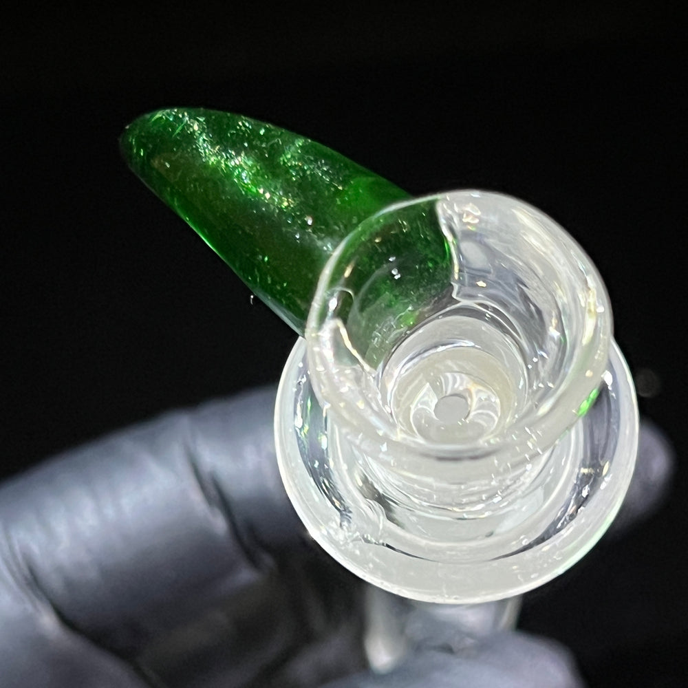 14mm Green Sparkle Horn Martini Pull Slide Glass Pipe Will Bazar   
