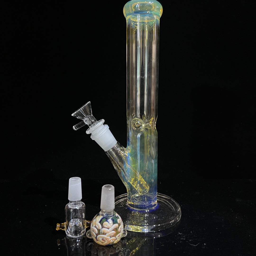10" Fume Straight Tube Bong + Pullslide Combo Glass Pipe TG   