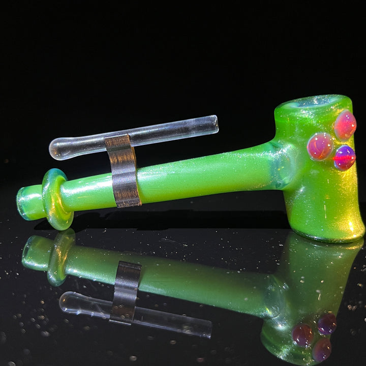 Green Stardust Ghost Hash Hammer Glass Pipe KOP Glass   