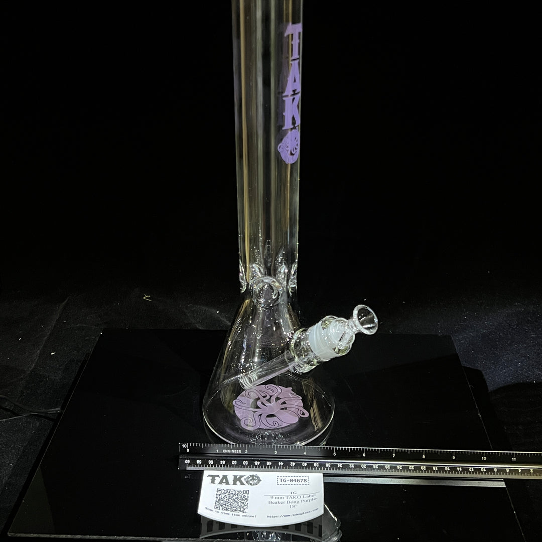 9 mm TAKO Label Beaker Bong Purple-18" Glass Pipe TG   