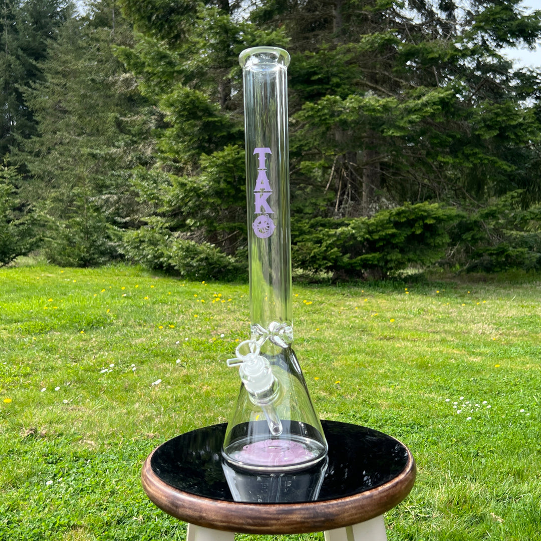 9 mm TAKO Label Beaker Bong Purple-18" Glass Pipe TG   