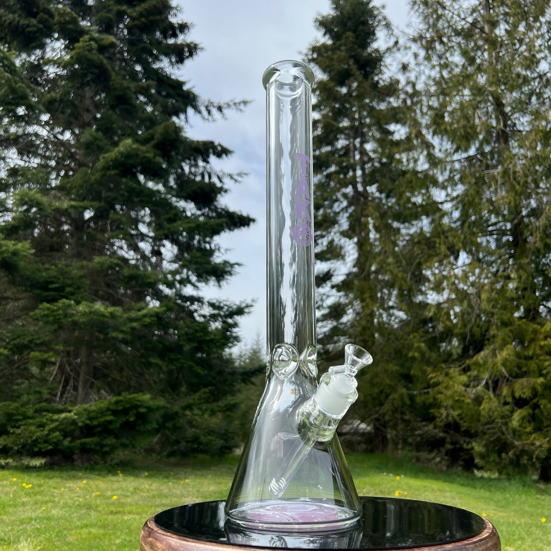 9 mm TAKO Label Beaker Bong Purple-18" Glass Pipe TG   