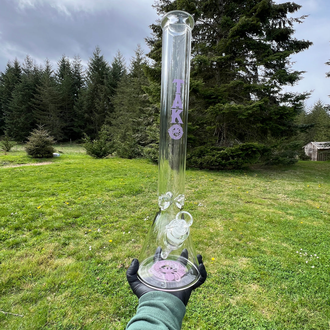 9 mm TAKO Label Beaker Bong Purple-18" Glass Pipe TG   