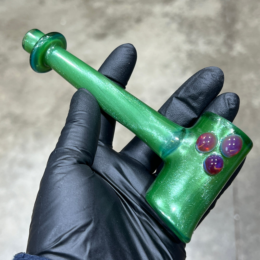 Green Stardust Ghost Hash Hammer Glass Pipe KOP Glass   