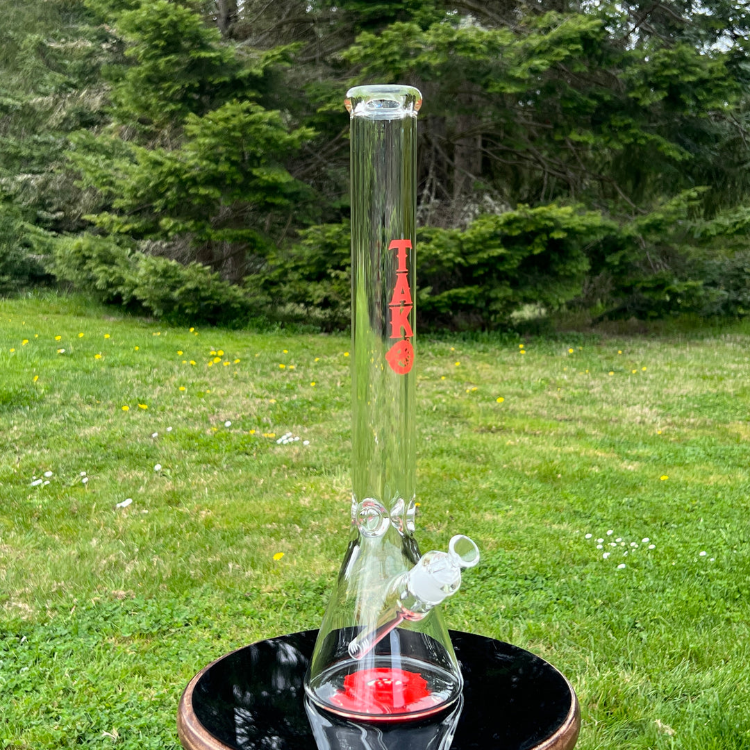 9 mm TAKO Label Beaker Bong Red-18" Glass Pipe TG   