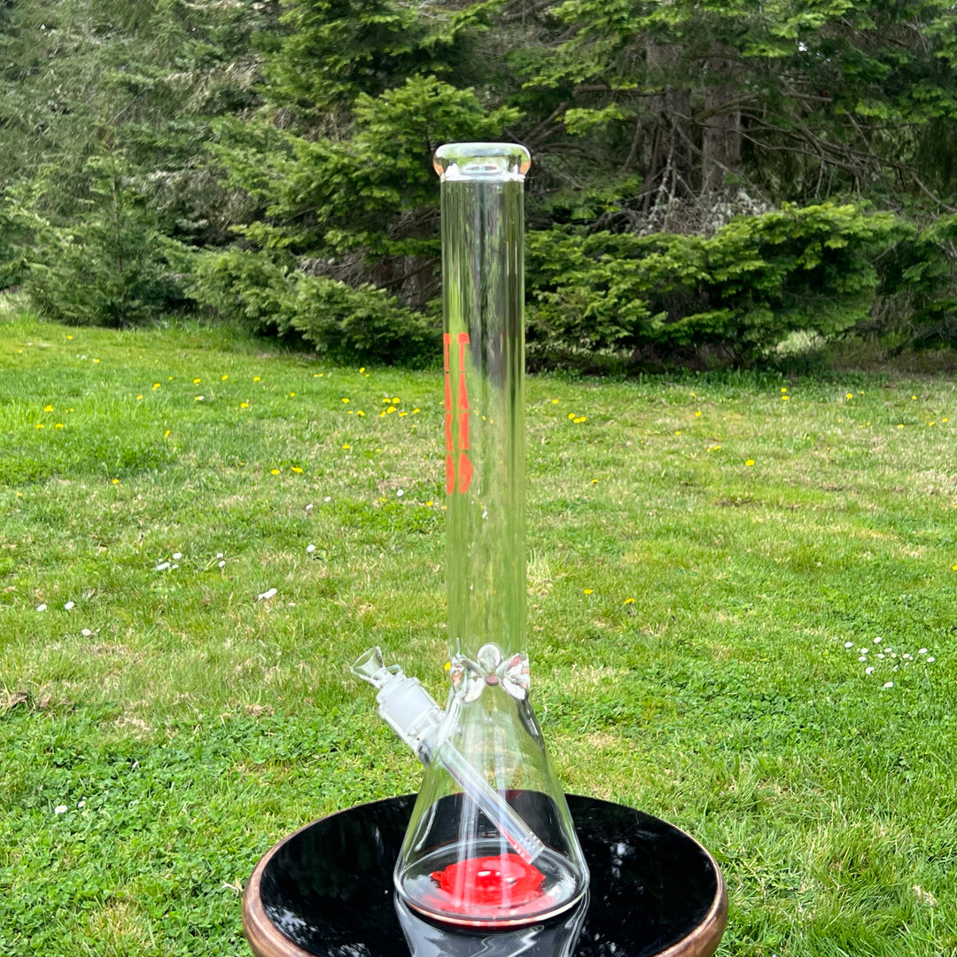 9 mm TAKO Label Beaker Bong Red-18" Glass Pipe TG   