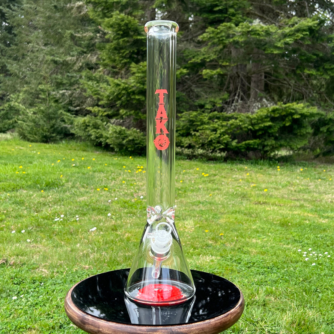 9 mm TAKO Label Beaker Bong Red-18" Glass Pipe TG   